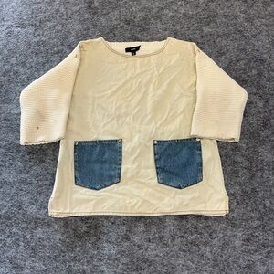 Diesel Cotton Heavy Knit and Denim Half Sleeve Top BBB